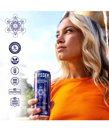 ODYSSEY ELIXIR - Sparkling Mushroom Energy Drink - Lions Mane & Cordyceps - Mental Focus & Stress Relief - Organic Caffeine - Adaptogens - Variety Pack - 12oz x 12 - Buy Online on GoSupps.com