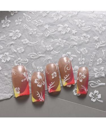 JMEOWIO 9 Sheets Spring Flower Nail Art Stickers Decals Self-Adhesive Colorful Summer Floral White Nail Supplies Nail Art Design Decoration Accessories - Buy Online on GoSupps.com
