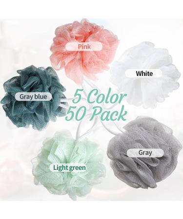 50 Pcs Bulk Soft Net Body Scrubber Sponge Balls - Shower Loofahs for Men, Women, and Kids - Bath Pouf Scrunchies in Vivid Colors - Buy Online on GoSupps.com