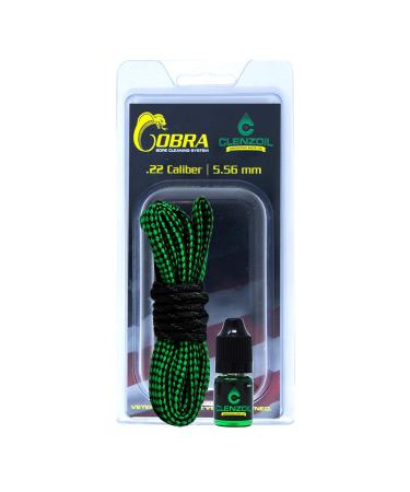 CLENZOIL Field & Range 22 Cal - 5.56MM Cobra Bore Cleaner | Gun Barrel Cleaning Tool for 22 Cal - 5.56MM | Brass Brush Embedded in Cotton Bore Rope