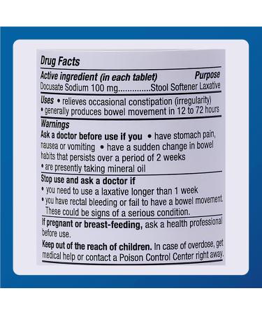 MAJOR Docusate Sodium 100 mg - Stool Softener Tablets for Constipation Relief - Helps Stop Constipation - Stool Softeners for Women Men and Kids Ages 12+ - 100 Count (2-Pack) - Buy Online on GoSupps.com