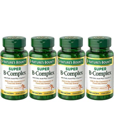 Nature's Bounty B-Complex with Folic Acid Plus Vitamin C Tablets 150 Each (Pack of 4) Unflavored 150 Count (Pack of 4)
