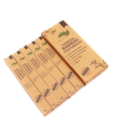 ECOFWORLD Soft Charcoal Bamboo Toothbrush - USDA Certified Organic, BPA Free, Biodegradable - 5 Pack - Buy Online on GoSupps.com