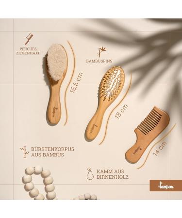 Natural Wood Baby Hairbrush & Comb Set - Soft Goat Bristles Hair Brush for Infants & Toddlers - Walnut Baby Hair Care Essentials - Buy Online on GoSupps.com
