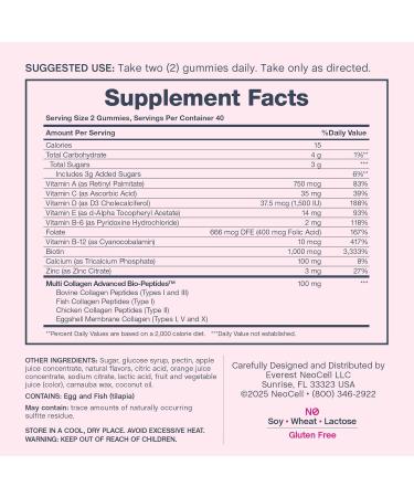 NeoCell Womens Multivitamin Gummy | 80 Gummies | Multi with Advanced Collagen | with Essential Minerals | Berry Flavor - Buy Online on GoSupps.com