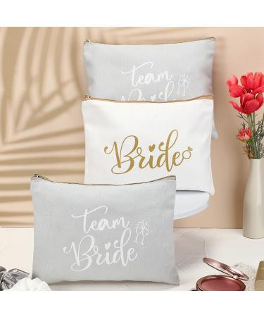 Bride Gift Set - 24 Pieces Bachelorette Proposal, Makeup Bags, Hair Scrunchies, Satin Hair Ties, Wedding Cards - Silver & Gold Theme - Buy Online on GoSupps.com