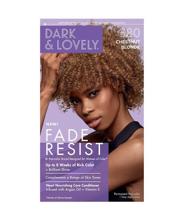 Dark and Lovely Fade Resist Permanent Hair Colour Hair Dye Up To 100 Percent Gray Coverage Brilliant Shine (Chestnut Blonde 380)