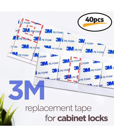 3M Replacement Adhesive Tape for Child Safety Cabinet Locks (40pcs) - Sticky, Strong, and Secure - Fits Most Baby Lock Brands - Buy Online on GoSupps.com