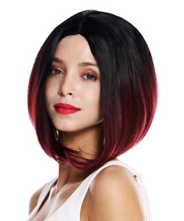 Wig Me Up-ZM-1182-118DYE1B wig women wig short bob long bob middle parting smooth ombre black red granetrot red-black mix (118dye1b)