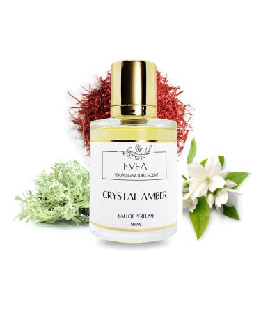 EVEA Crystal Amber Eau de Parfum Inspired by Bacarrat Rouge' 540 Long Lasting Unisex Fragrance for Women and Men Luxury Paraben Free Vegan Formula 50ml Spray | 1.7 fl. oz.