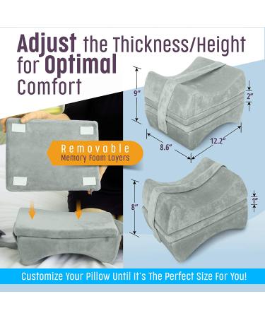 FLEXICOMFORT Knee Pillow for Side Sleepers - Removable Memory Foam Layers - Orthopedic Hip Pillow for Lower Back Pain & Sciatica Relief - Buy Online on GoSupps.com