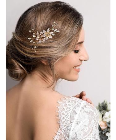 SWEETV Gold Bridal Hair Comb | Handmade Wedding Hair Clip & Accessories for Women - Buy Online on GoSupps.com