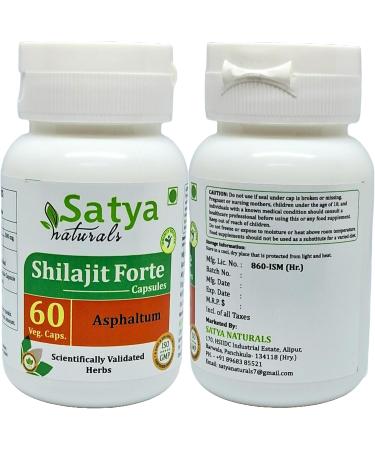Shilajit Forte Capsules 500 mg. 60 Veg. Capsule | Shilajit (Asphaltum) Extract Capsules for Men and Women | Ayurvedic Herbal Supplement/Remedies | 10:1 Forte (2 Bottles of 60 Capsules) 120 Count (Pack of 1) - Buy Online on GoSupps.com