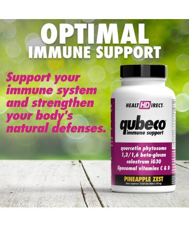 HEALTH DIRECT - Qubeco Immune Support with Vitamin D3 Liposomal Vitamin C Quercetin Beta-Glucan Colostrum Zinc Selenium - Clinical Strength 56 Soft Chew Tabs - 28 Day Supply - Pineapple Zest 56 Count - Buy Online on GoSupps.com