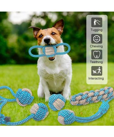 Weocar 7 Pack Puppy Rope Toys Dog Rope Toys for Small Dogs Dog Tug Rope Puppy Teething Rope for Teeth Cleaning and Chewing Keep the Dog from Being Bored Variety of Dog Cotton Rope Toys Blue Blue 7 Pack - Buy Online on GoSupps.com