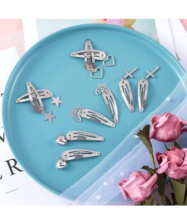 OIIKI 20 PCS Metal Hair Clips with Pendant - Goth Star, Heart, Butterfly Snap Clips - Silver Hairpins for Women & Girls - Buy Online on GoSupps.com