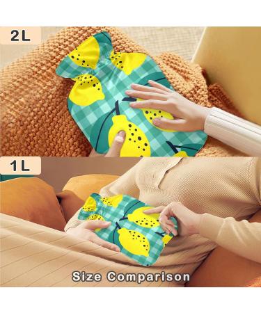 NAANLE Hot Water Bottle 2L - Lemon Fruit Pattern for Pain Relief & Comfort | Transparent Warmth for Bed & Feet - Ideal Heat & Cold Therapy - Buy Online on GoSupps.com