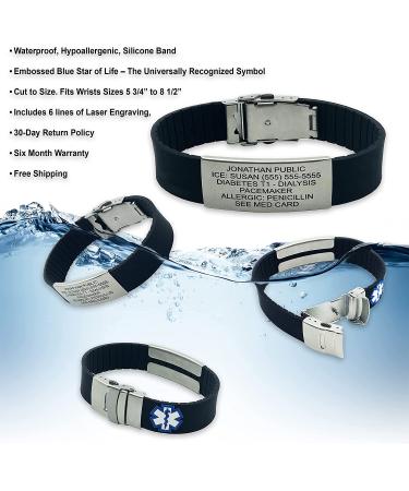 Sport Medical Alert Bracelet | Free Personalized Engraving | Emergency Medical Card Included - Buy Online on GoSupps.com