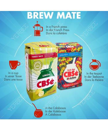  Yerbee CBS Yerba Mate Guaran 2x0.5kg + CBS Yerba Mate Lemon 0.5 kg Mate Tea from Argentina Invigorating and energizing drink - Buy Online on GoSupps.com