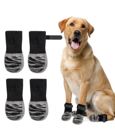 3 Pairs Double Sides Anti-Slip Dog Socks Adjustable Dog Grip Socks Soft Breathable with Strap Dog Paw Protector Cute Pet Socks to Stop Licking Paws and Scratching for Small Medium Large Dog (L)