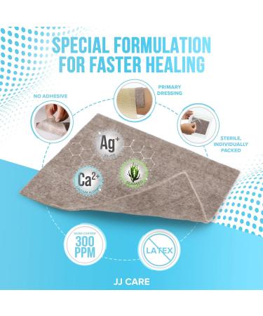 JJ CARE Silver Calcium Alginate Wound Dressing 4x5 - Pack of 20 | Highly Absorbent Silver Wound Dressing - Buy Online on GoSupps.com