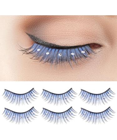 FRCOLOR 5 Pairs Soft Thick Lashes Soft Light Fake Lash Natural False Lashes with Color Handmade Eye Lashes Fake Lashes Natural Cosplay Lashes Blue Lashes With Diamond Fiber Eyelashes 5d - Buy Online on GoSupps.com