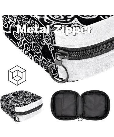 GIAPB Sanitary Napkin Storage Bag | Period Tampon Makeup Pad Pouch Vintage White Circles Lines Color5149 - Buy Online on GoSupps.com