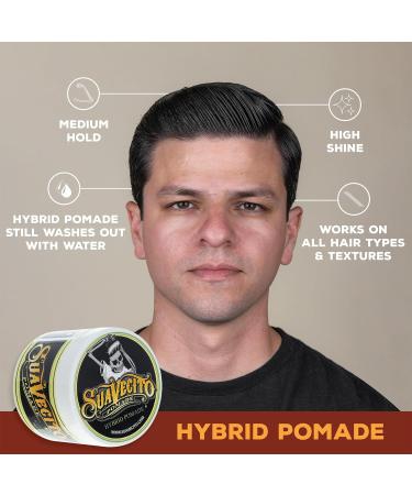Suavecito Hybrid Hair Pomade For Men Medium Hold High Shine Hybrid Oil and Water Based Pomade Reworkable 4oz/113g - Buy Online on GoSupps.com