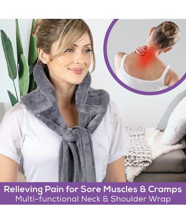 XL Gray Microwave Heating Pad - Back Pain Relief with 71 Ties, Moist Heat Wrap for Neck, Shoulders, Cramps - Microwavable Flaxseed Rice Pack - Buy Online on GoSupps.com