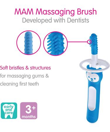MAM Massaging Toothbrush and Gum Cleaner Girl 3+ Months (1-Count) MAM Baby Toothbrush the Ideal Toothbrush for Baby Girl Baby Essentials Pink - Buy Online on GoSupps.com