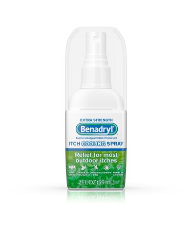 Benadryl Extra Strength Anti-Itch Cooling Spray Topical Analgesic and Skin Protectant for Relief from Most Outdoor Itches Travel Size 2 fl. oz (Pack of 3)