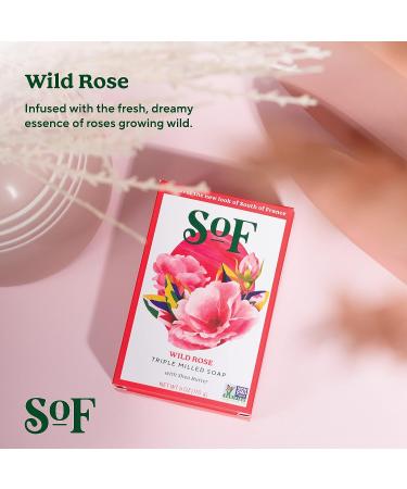 Wild Rose Bar Soap by SoF Body Care | Triple-Milled with Shea Butter & Essential Oils | Vegan Non-GMO Body Soap | 6oz Bar, Pack of 6 - Buy Online on GoSupps.com