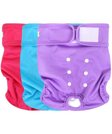 wegreeco Washable Female Dog Diapers (Pack of 3) Medium (12"-15" Waist) Bright Color