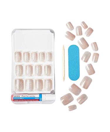KISS Gel Fantasy Magnetic Gel Nails - Dignity Blue Short & Square | Waterproof, Chip & Smudge Proof | Easy Application | Includes Mini File | 28 Count - Buy Online on GoSupps.com
