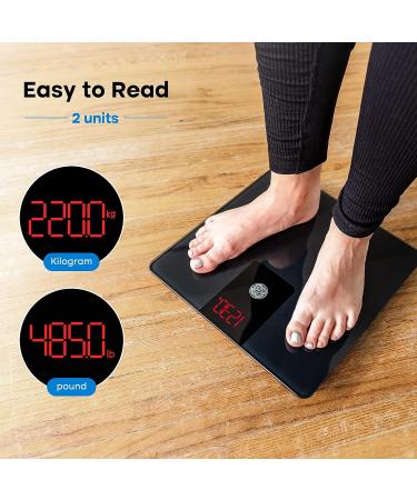 GE Digital Bathroom Scale with Smart BMI Technology - Accurate Bluetooth Weight Scale with LED Display - 500lbs Capacity - Black - Buy Online on GoSupps.com