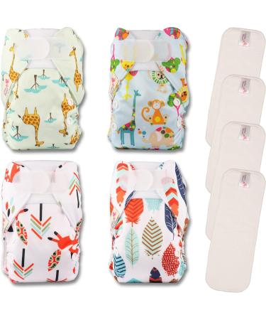 Littles & Bloomz Pocket Reusable Nappies Baby Diaper Newborn Premature 4 Pack with Microfibre Inserts - Buy Online on GoSupps.com