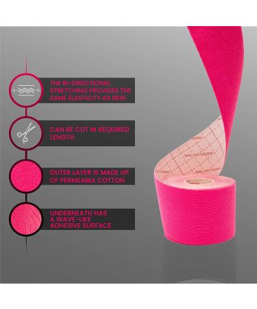 CHOKAS Kinesiology Tape 5m Roll Elastic Therapeutic Sports Tape for Shoulder Ankle Elbow Wrist shin Splints and Knee Support Waterproof Physio Body Tape for Muscle Pain Relief Boob Tape Pink - Buy Online on GoSupps.com