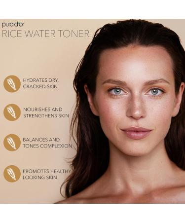 PURA D'OR Rice Water Facial Toner 3.3 Oz - Brightening Hydrating Soothing - Alcohol-Free & Travel Size for Radiant Skin - Buy Online on GoSupps.com