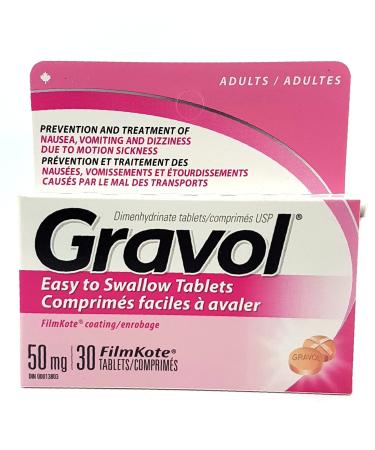 Easy to Swallow GRAVOL (30 Tablets) Antinauseant for Nausea Vomiting Dizziness & Motion Sickness