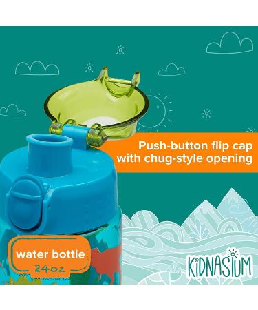 Kidnasium 24oz Kids Water Bottle - Push-Button Flip Cap, BPA-Free, Dishwasher Safe - Dino Zone Design, Great for Home, School, Sports & On-The-Go - Buy Online on GoSupps.com