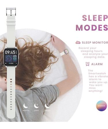 yussa Smart Watch | Latest Generation 2022 | Blood Pressure Monitor | Blood Oxygen SpO2 | Heart Rate | Sleep Monitor | IP67 Waterproof | Fitness Tracker | for Women and Men white - Buy Online on GoSupps.com