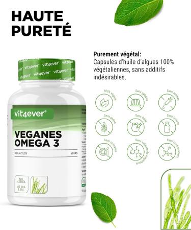 Omega 3 Vegan - Premium: life's OMEGA with DHA & EPA Algae Oil in the form of triglycerides - Low in harmful substances - Extra high dosage - 90 capsules - Buy Online on GoSupps.com