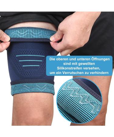 Ruilala Compression Thigh Bandage - Ventilated Thigh Support for Men & Women Non-Slip Silicone XL Blue - Ideal for Muscle Tear & Injury Recovery (2 Pieces) - Buy Online on GoSupps.com