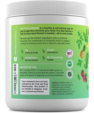 Get Your Greens Super Greens Powder - 10 Green Juice Blend, 8 Antioxidants, 6 Enzymes, 10B Probiotics - Delicious & Easy to Mix - Non-GMO & Sugar Free - Buy Online on GoSupps.com