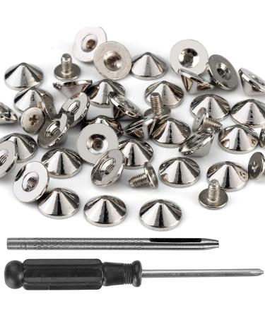YORANYO 270 Sets Mixed Shape Spikes and Studs Silver Color Screw Back  Bullet Cone Studs and