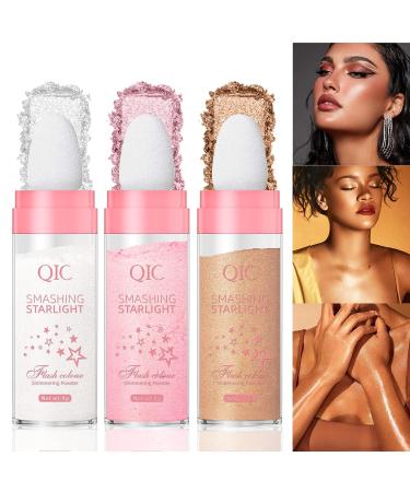 AZLESLOG 3 Colors Fairy Highlighter Powder Stick Set - Shimmer Glitter Powder for Hair, Face & Body Glow - Buy Online on GoSupps.com