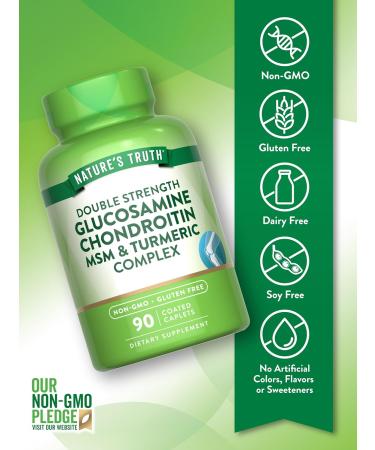 Nature's Truth Glucosamine Chondroitin MSM Complex | 90 Caplets | with Turmeric | Double Strength | Non-GMO & Gluten Free Supplement 90 Count (Pack of 1) - Buy Online on GoSupps.com