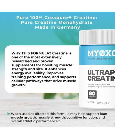 MYOXCIENCE Creapure Creatine Monohydrate | Supports Strength & Muscle Mass Cognition and Lean Body Mass | Unflavored 60 Servings 10.6 Ounce (Pack of 1) - Buy Online on GoSupps.com