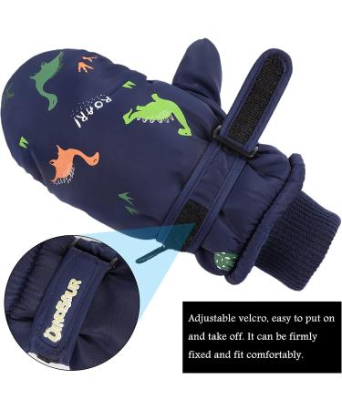 XIAOHAWANG Kids Ski Gloves - Navy Dinosaur Mittens for Boys and Girls 4-8 Years - Buy Online on GoSupps.com