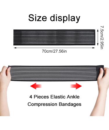Rbenxia 4 Pack Black Elastic Ankle Compression Bandage - Adjustable Ankle Strap & Heel Brace Wraps for Joint Pain Relief & Athletic Support (70 cm - Buy Online on GoSupps.com